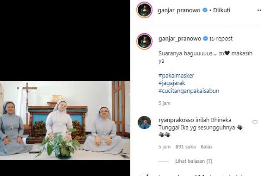 Ganjar Unggah Video Suster Nyanyi Hari Lebaran, Netter Terenyuh - GenPI.co