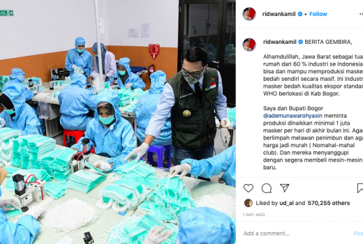 Penimbun Gigit Jari, Jabar Punya Pabrik Masker Standar WHO Murah - GenPI.co