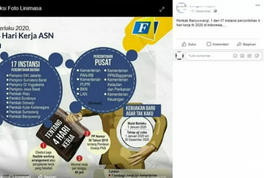 Viral Uji Coba 4 Hari Kerja ASN di Facebook Ternyata Hoaks - GenPI.co