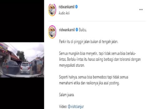Ridwan Kamil Sentil Pengemudi Mobil yang Parkir di Tengah Jalan - GenPI.co JABAR