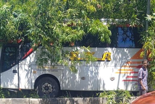 Sopir Mengantuk, Bus Eka Hantam Pohon di Jurug Solo - GenPI.co JATENG