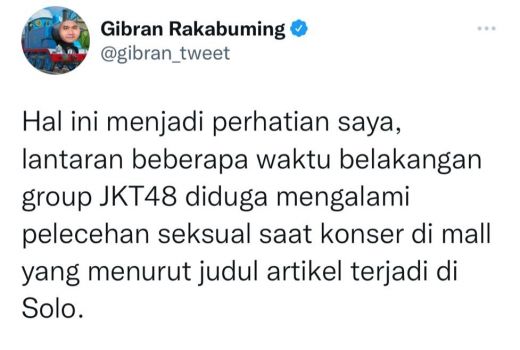 Gibran Klarifikasi Soal JKT48 Dilecehkan saat Konser di Solo - GenPI.co JATENG