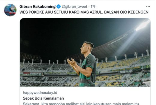 Gibran Kritik Jadwal Pertandingan Sepak Bola Terlalu Malam: Idene Sopo To? - GenPI.co JATENG