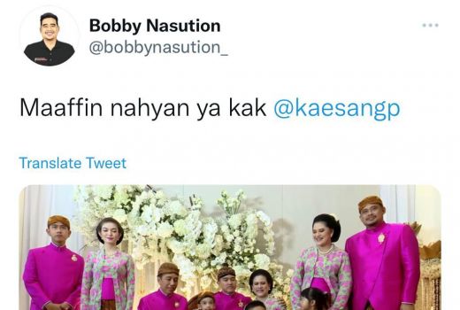 Al Nahyan Santai Pakai Singlet Saat Nikahan Kaesang, Bobby Nasution Minta Maaf - GenPI.co JATENG