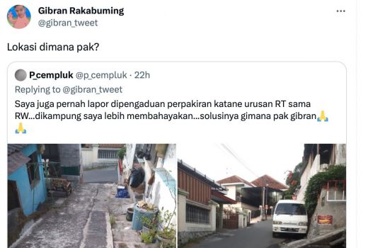 Curhat ke Gibran Soal Parkir di Jalan Kampung, Warganet: Malah Pasang Kanopi Pripun Mas? - GenPI.co JATENG