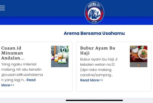 Website Resmi Arema FC Mendadak Jadi Ruang Promosi UMKM, Top! - GenPI.co JATIM