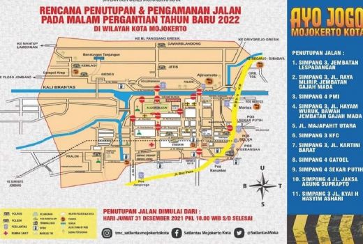 Daftar Jalan Masuk Kota Mojokerto yang Ditutup Malam Tahun Baru - GenPI.co JATIM