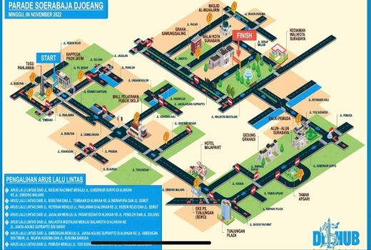Rute Pengalihan Lalu Lintas Parade Soerabaja Djoeang, Perhatikan - GenPI.co JATIM