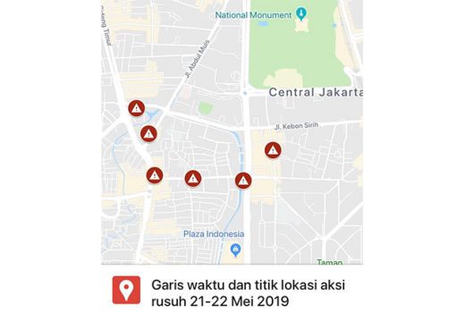 Lihat Titik Lokasi Penutupan Jalan Aksi 22 Mei di Google Maps - GenPI.co