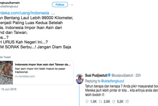 Menteri Susi Semprot Tengku Zulkarnain Nge-Twit Impor Ikan Asin - GenPI.co