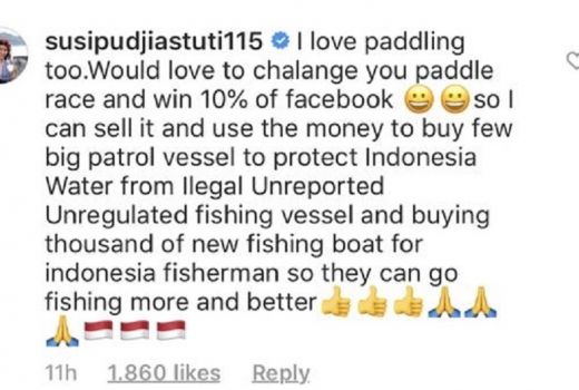 Susi Pudjiastusi Tantang Mark Zuckerberg Adu Padlle - GenPI.co