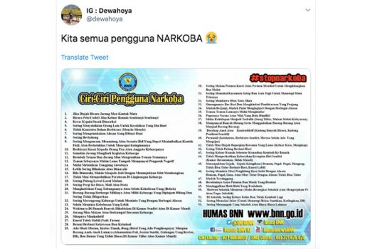 BNN Pernah Rilis Ciri Pemakai Narkoba, Isinya Dikomentari Netizen - GenPI.co