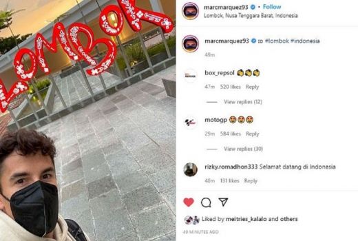 Tiba di Lombok, Marc Marquez Langsung Unggah Foto Selfie - GenPI.co NTB