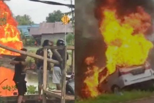 Ngeri! Toyota Avanza Terbakar Hebat Usai Isi BBM di Sinjai Sulsel - GenPI.co SULSEL