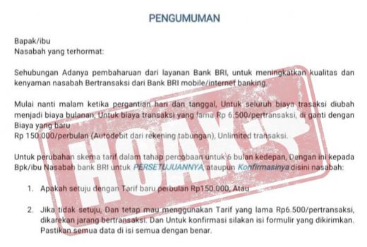 Viral Biaya Admin Rp150 Ribu, BRI Minta Jaga Rahasia Data Pribadi - GenPI.co SULTRA