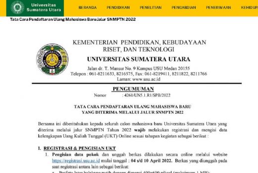 USU Terima 1,985 Mahasiswa Jalur SNMPTN, Urutan ke-18 - GenPI.co SUMUT