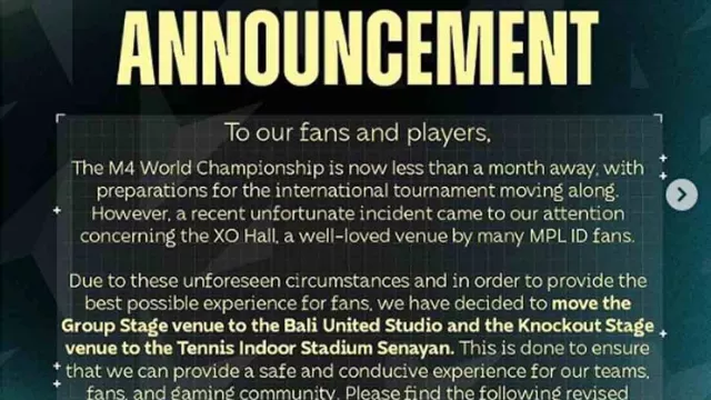 Batal di Istora Senayan, M4 World Championship Geser ke Bali United Studio - GenPI.co