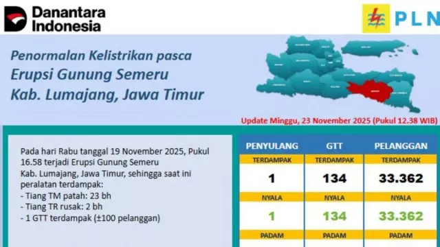 23 Tiang Rusak Akibat Erupsi Semeru, PLN Pastikan Listrik Lumajang Sudah Pulih - GenPI.co