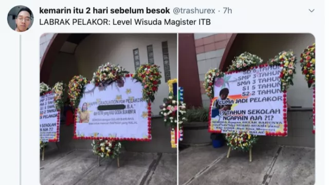 Saat Pelakor Wisuda, Begini Papan Karangan Bunga Ucapan Untuknya - GenPI.co