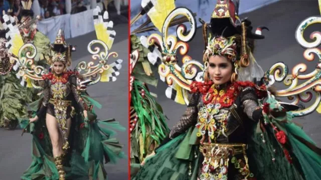 Pakai Kostum Hudoq, Cinta Laura Pukau Jember Fashion Carnaval - GenPI.co