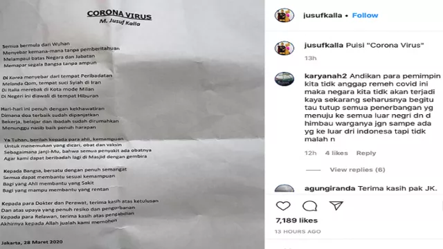 Jusuf Kalla Bikin Puisi Tentang Virus Corona - GenPI.co
