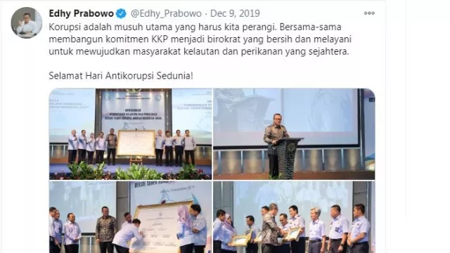 Di Hari AntiKorupsi 2019 Edhy Prabowo Mencuit Begini, Ternyata…. - GenPI.co
