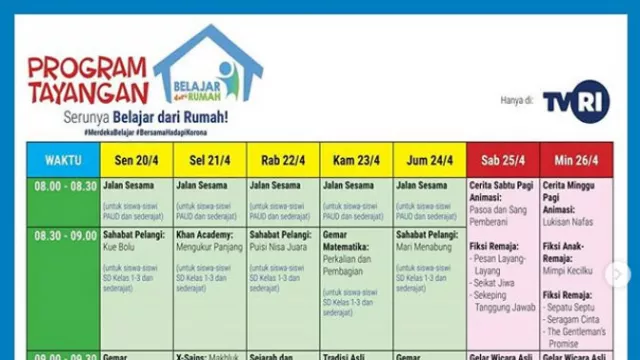 Belajar dari Rumah di TVRI, Jadwal Selasa Seperti Ini - GenPI.co