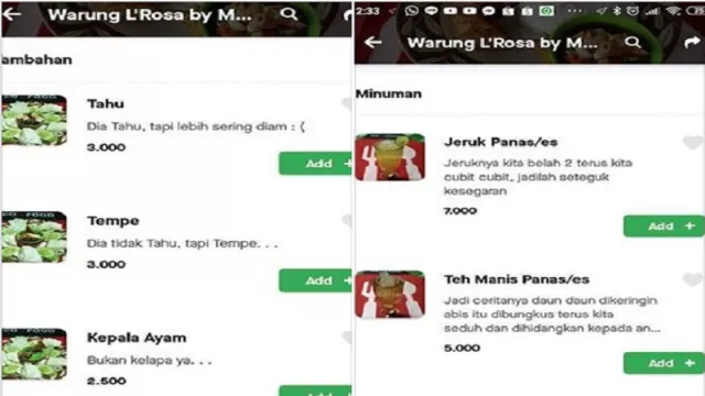 Kocak, Daftar Menu Makanan di Aplikasi Ojek Online - GenPI.co