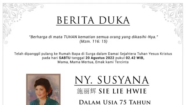 Kabar Duka! Istri Pendiri Sritex Susyana Lukminto Meninggal Dunia - GenPI.co JATENG