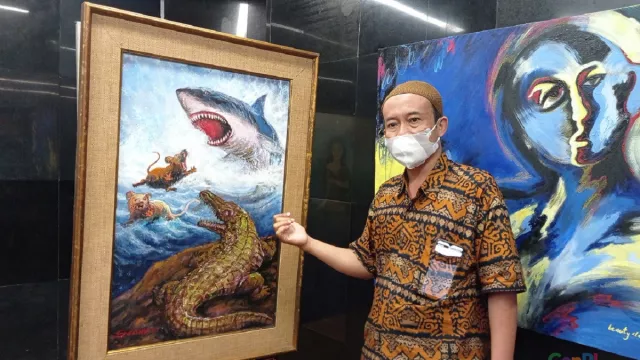 Sugeng Wahyono Sisipkan Pesan Mendalam pada Lukisan 3 Binatang - GenPI.co JATIM