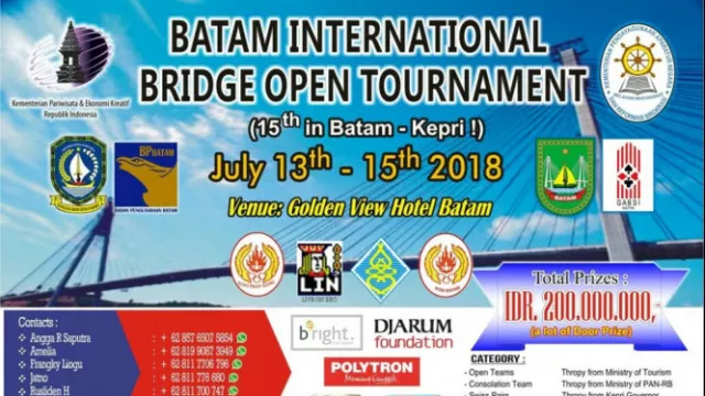 Batam International Bridge Open Tournament 2018 Siap Digelar - GenPI.co