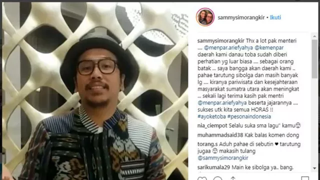 Di Instagram, Sammy Simorangkir Promosikan Toba - GenPI.co