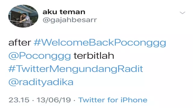 Poconggg Kembali ke Twitter, Tagar Mengundang Radit Trending - GenPI.co