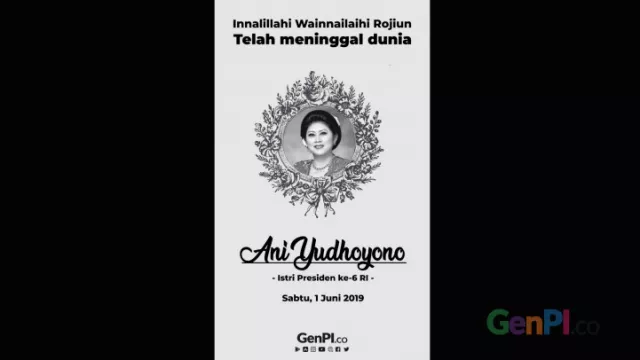 Jenasah Ani Yudhoyono Dikebumikan di TMP Kalibata pada 2 Juni - GenPI.co