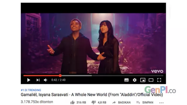 Video Klip ‘A Whole New World’ Gamaliel - Isyana Jadi #1 Trending - GenPI.co