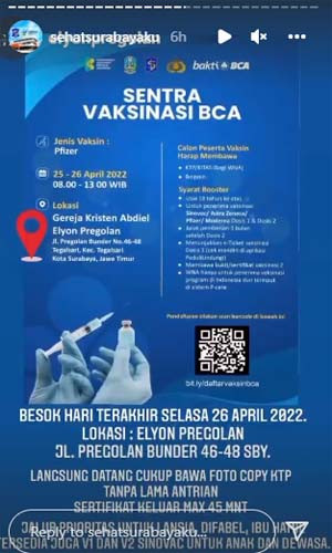 Jadwal Vaksin Pfizer di Surabaya Serta Link Pendaftaran