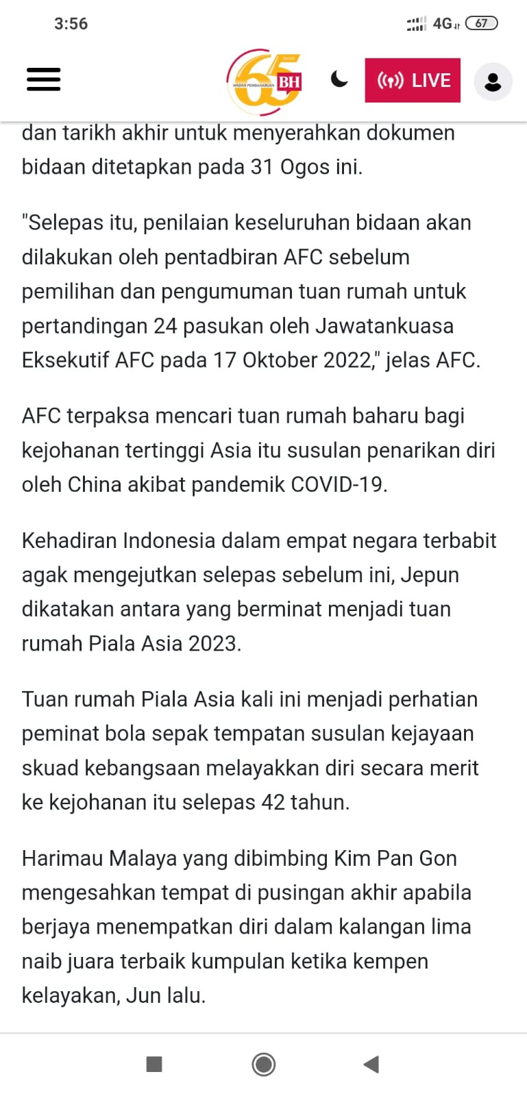 Media Malaysia Tak Percaya Indonesia Tuan Rumah Piala Asia 2023