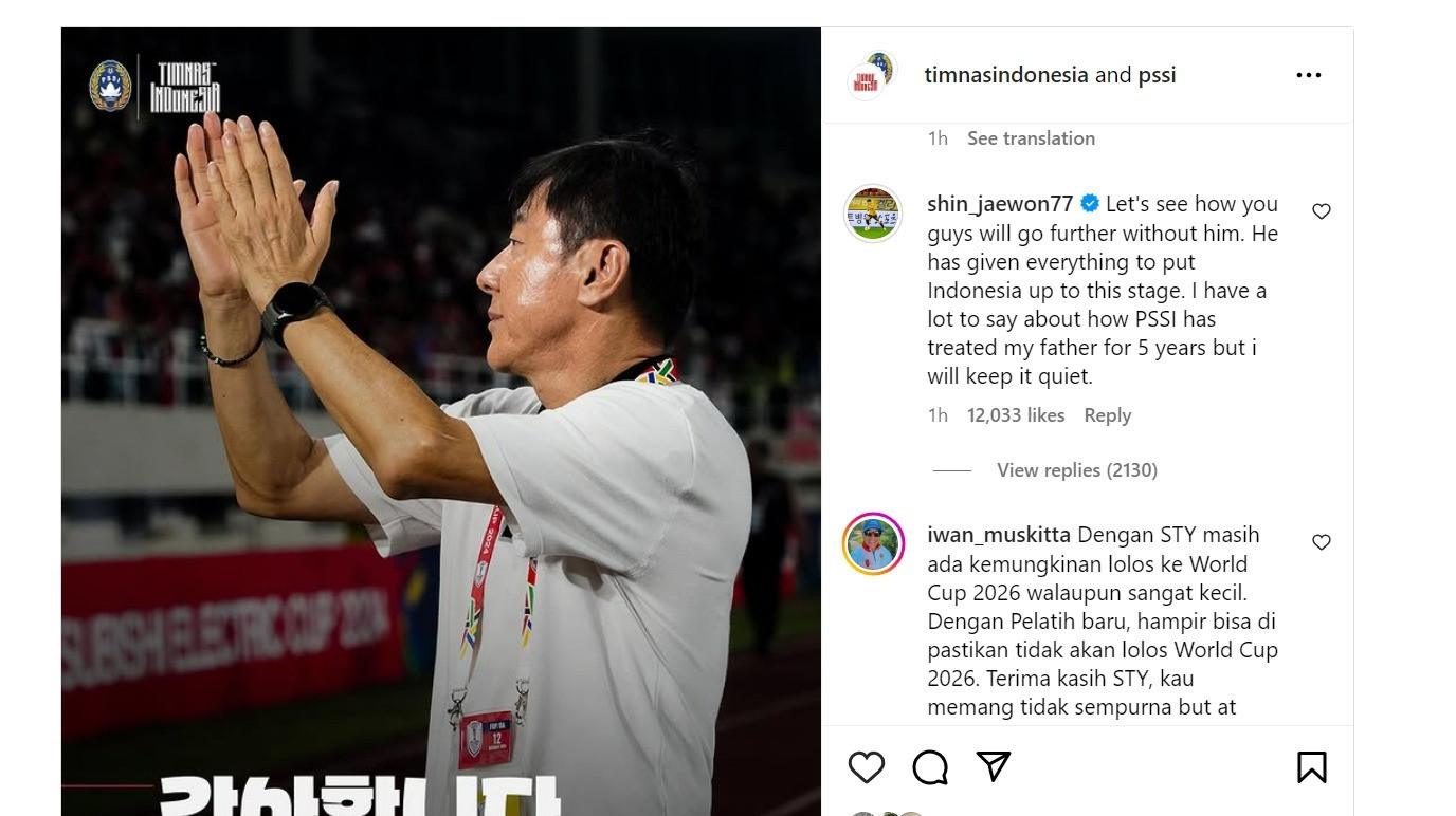 Anak Shin Tae Yong Tak Terima Ayahnya Dipecat PSSI