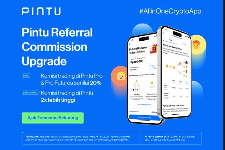 Perluas Akses Investasi Crypto, PINTU Tingkatkan Komisi Referral Program