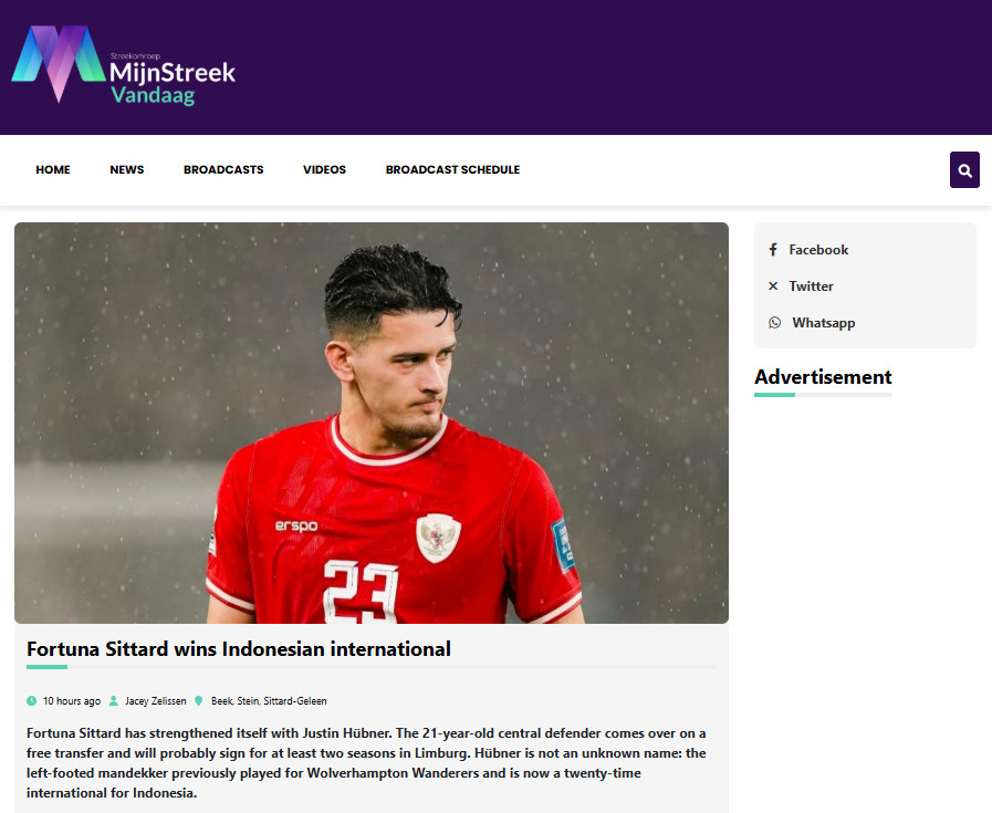 Gabung Fortuna Sittard, Justin Hubner Siap Tampil di Eredivisie Belanda