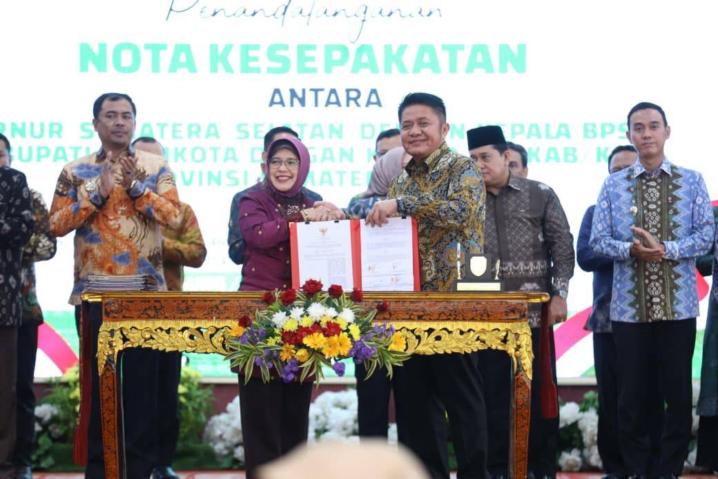 Sumsel Jadi Provinsi Kedua di Indonesia Tandatangani Kesepakatan Lengkap Gubernur, Bupati/Wali Kota, dan BPS