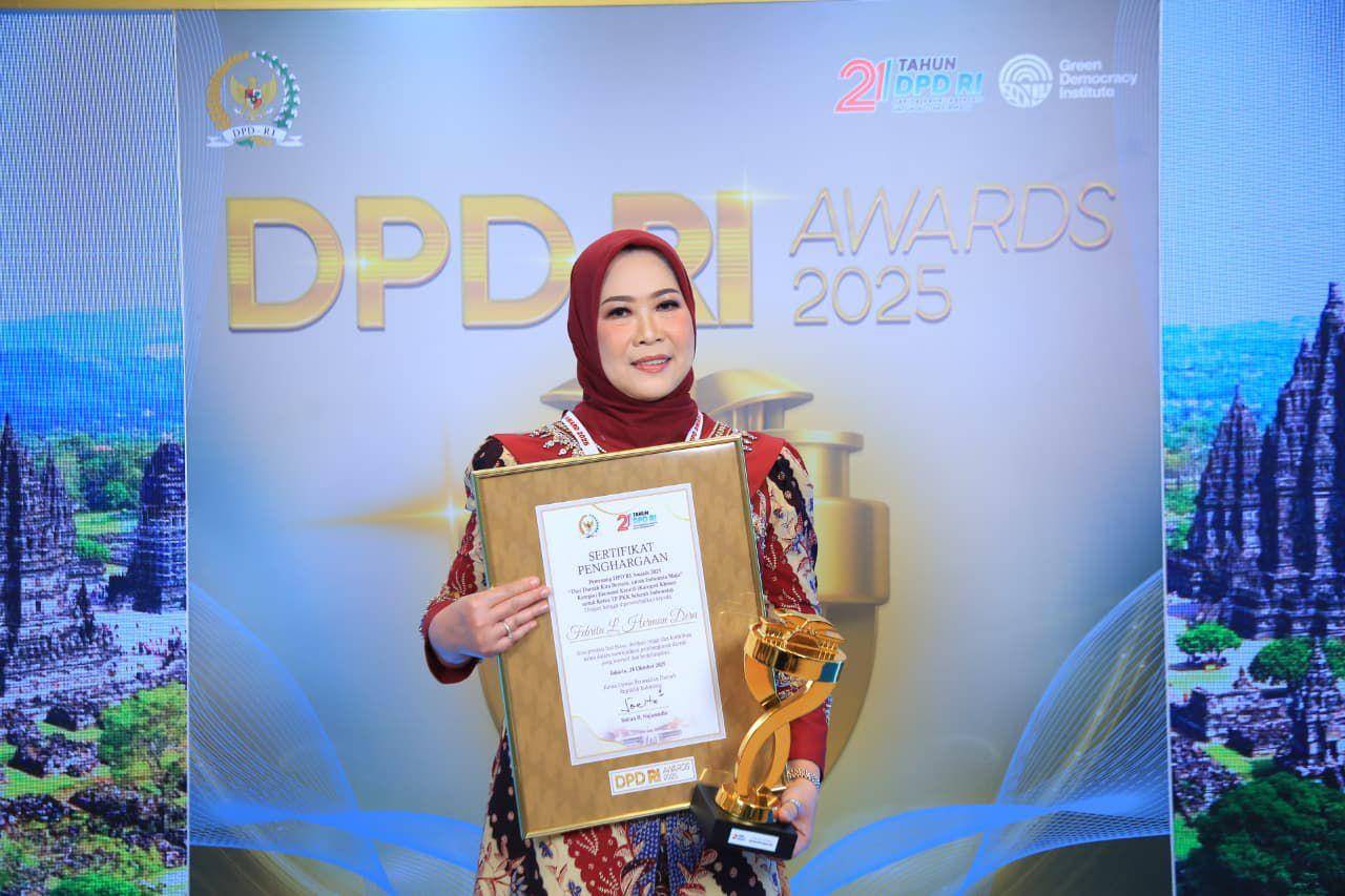 Raih DPD Award 2025, Feby Deru Terus Dorong Kemajuan Ekonomi Kreatif Sumsel