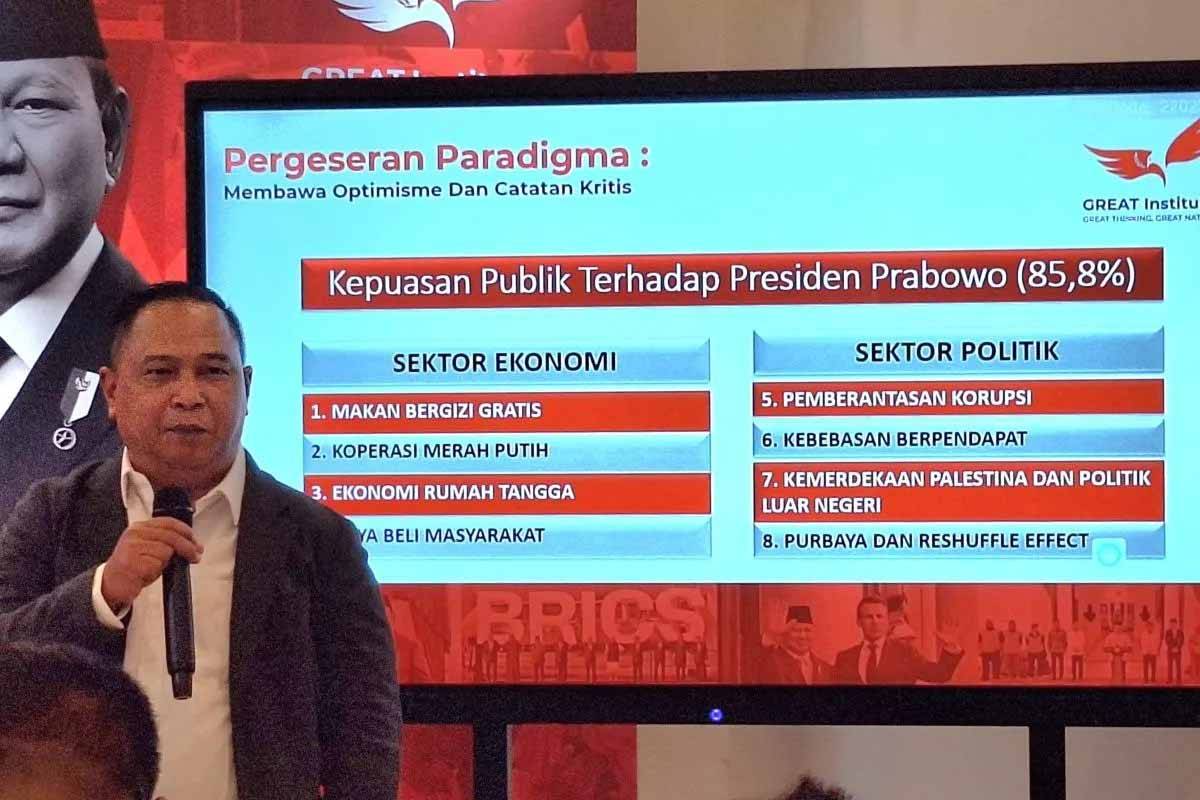 Great Ungkap Tingkat Kepuasan Kinerja Prabowo Subianto Capai 85 Persen