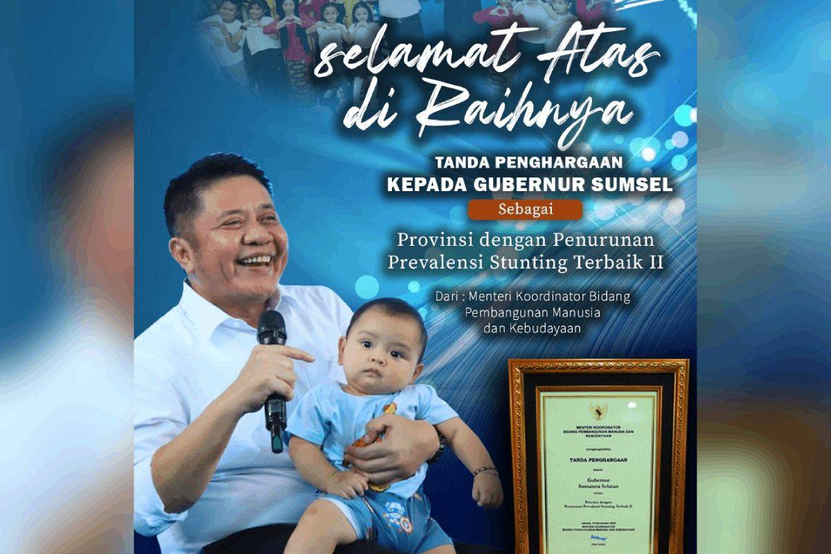 Sukses Tekan Stunting, Gubernur Herman Deru Terima Penghargaan Menko PMK